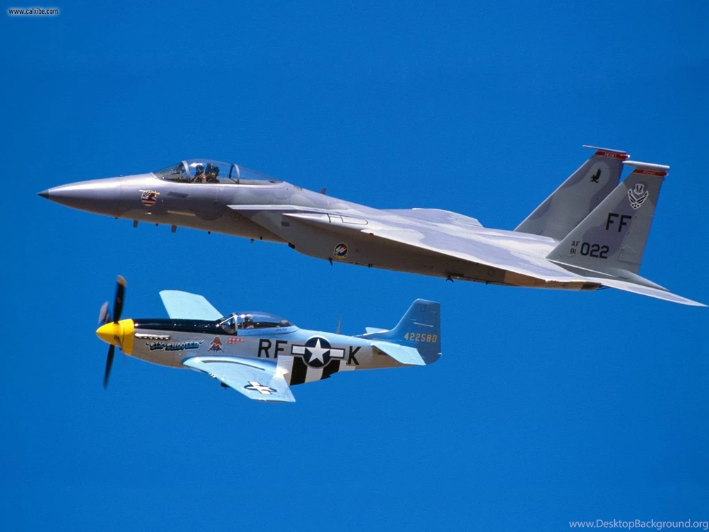 Aircraft / Planes: F15 Eagle And P51 Mustang, Picture Nr. 19662