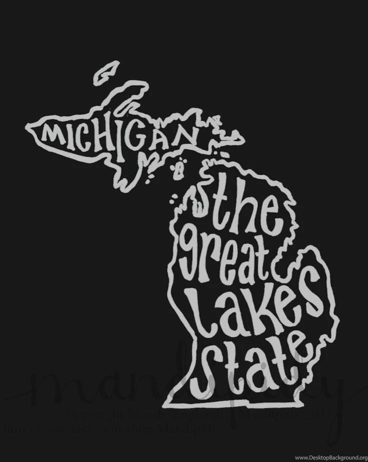 Michigan The Great Lakes State Black Backgrounds 8x10 ...