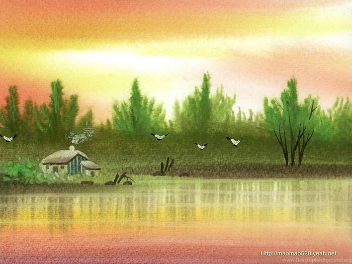 Rural Landscapes   Water Colour Painting Wallpapers 31   Wallcoo.net