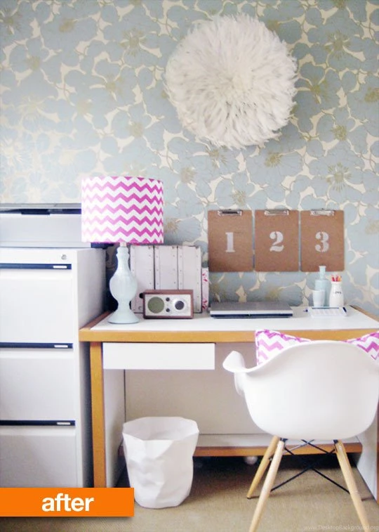 Before & After: Viv's Home Office Wallpapers Makeover — Ish & Chi ...