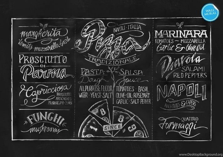 WRM397LN   Pizza Chalkboard Typography Wall Mural   Wallpapers ...