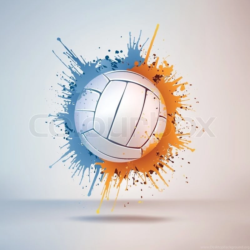 Volleyball Ball In Paint On Vignette Background. Vector.