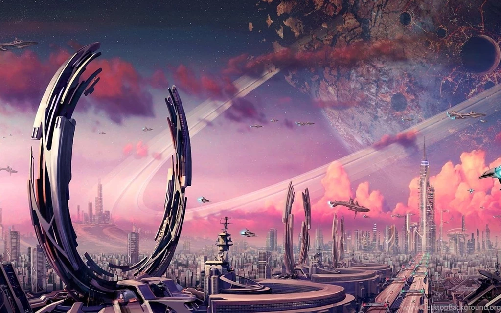 Hd Wallpapers Starship Space City Purple   Backgrounds Wallpapers ...