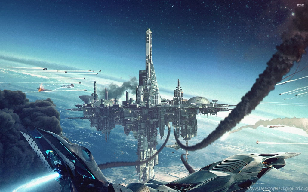 Spaceship In The City Wallpapers   Fantasy Wallpapers