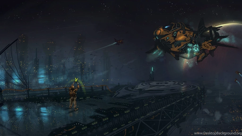 Aircraft Landing Space People City Spaceship Spacecraft Futuristic ...