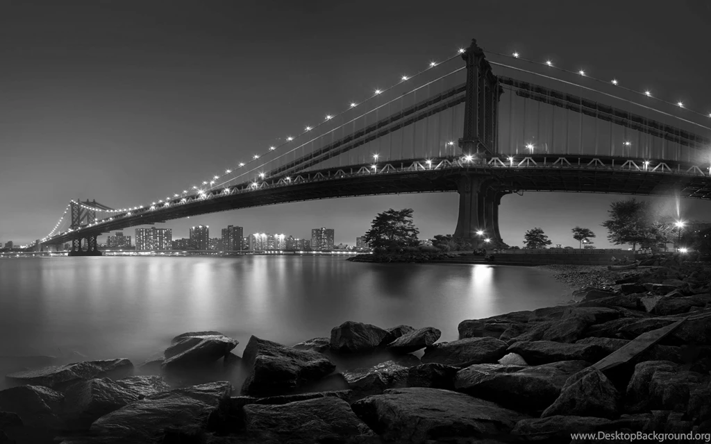 Travel & World Black And White Manhattan Bridge New York City ...