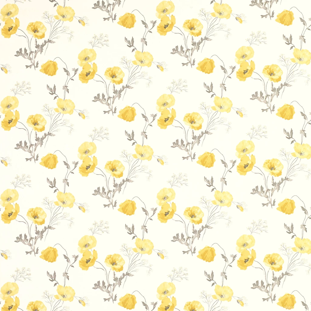 Poppy Meadow Primrose Yellow Floral Wallpapers At Laura Ashley