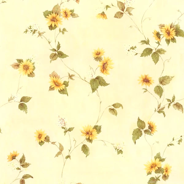 414 45177 Yellow Floral Trail August Brewster Wallpapers