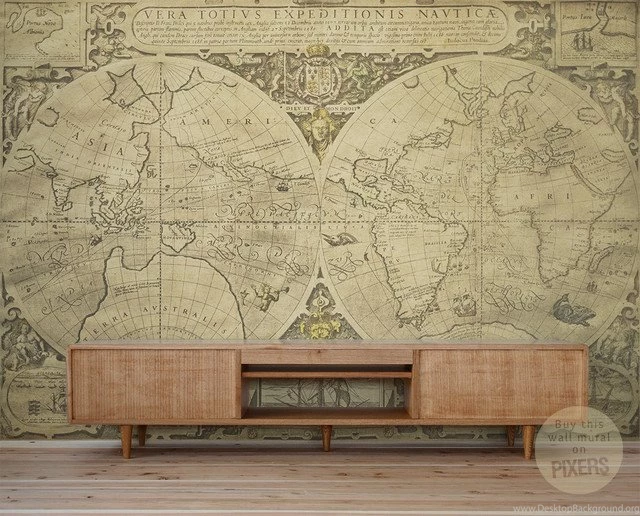 Vintage World Map" Wall Mural By PIXERS Eclectic Wallpapers ...