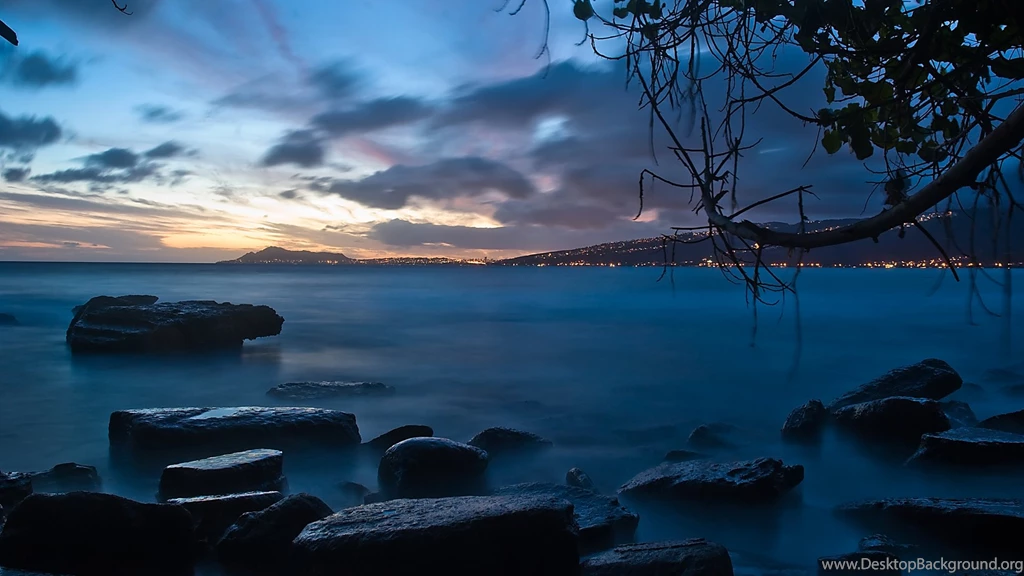 Wallpapers Sunset, USA, Oahu, Evening, Hawaii, Diamond Head, Sunset ...