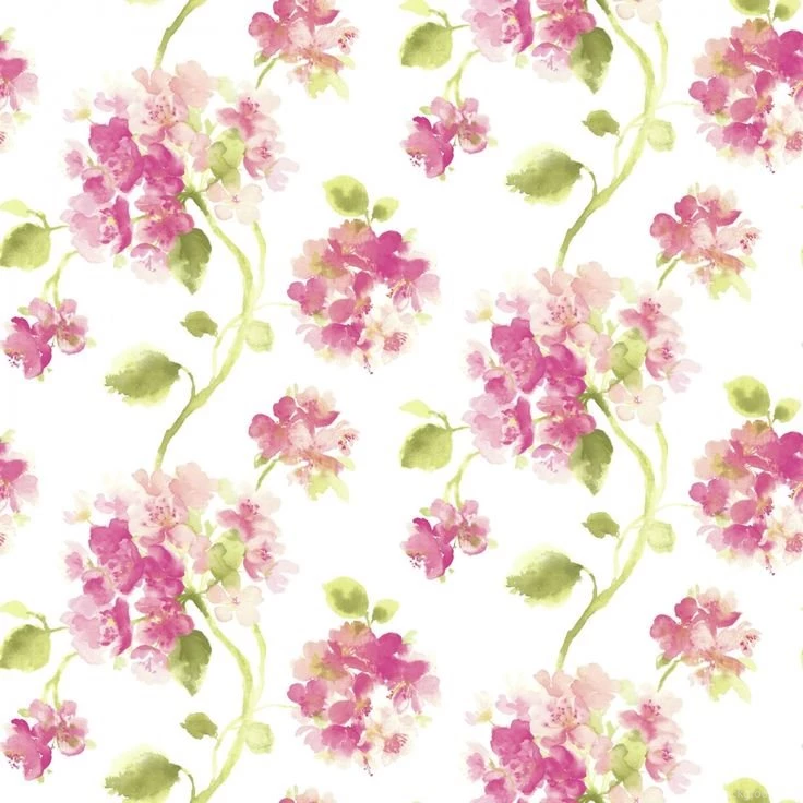 Aquarelle Pink Floral Wallpapers