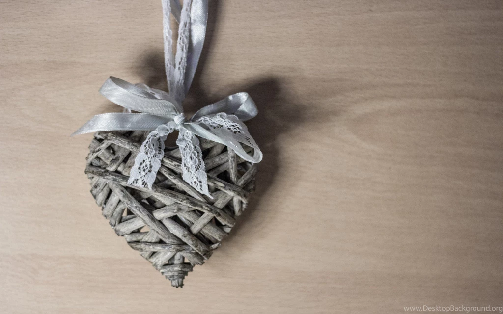 Heart, Ribbon, Lovely, Wooden, Shadow, Wallpapers