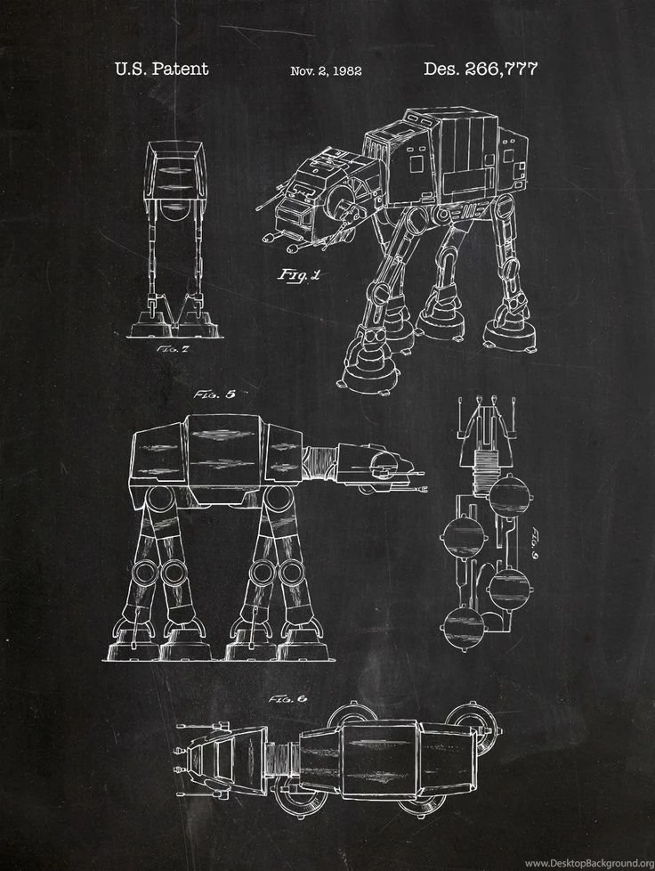 Star Wars ATAT Walker Patent Print On Chalkboard Backgrounds ...