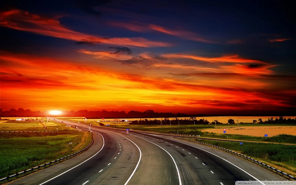 Highway At Sunset