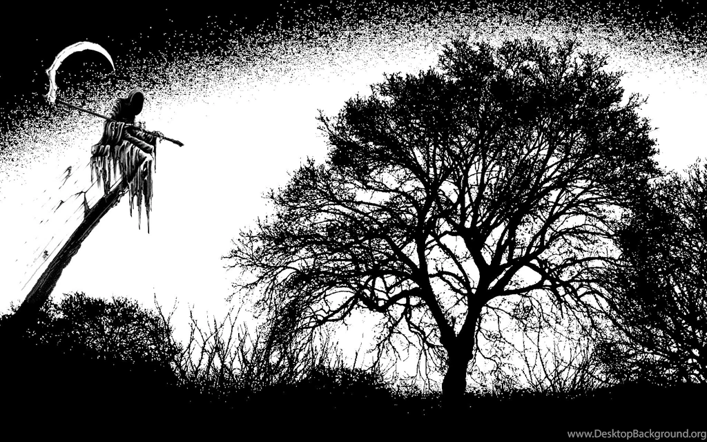 Black And White, Night, Moon, Reaper, Gothic :: Wallpapers