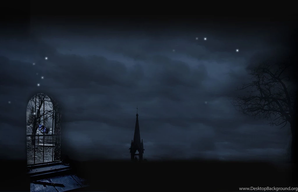 Church Blue Black Gothic Dark Desert Abstract