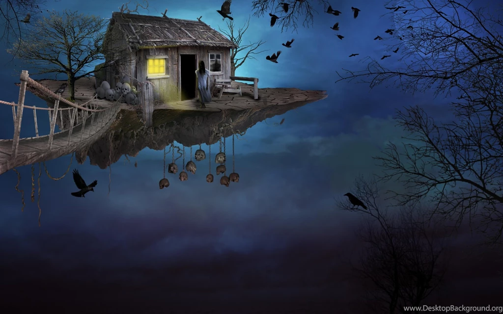 Art Sky Bridge Island Girl House Bird Fantasy Wallpapers ...