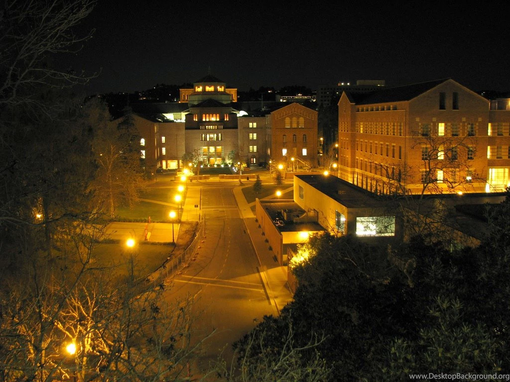 UCLA Campus At Night. IPAM On Right.