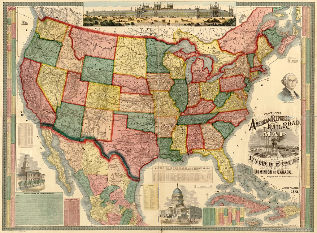 United States 1875   Wall Map Mural