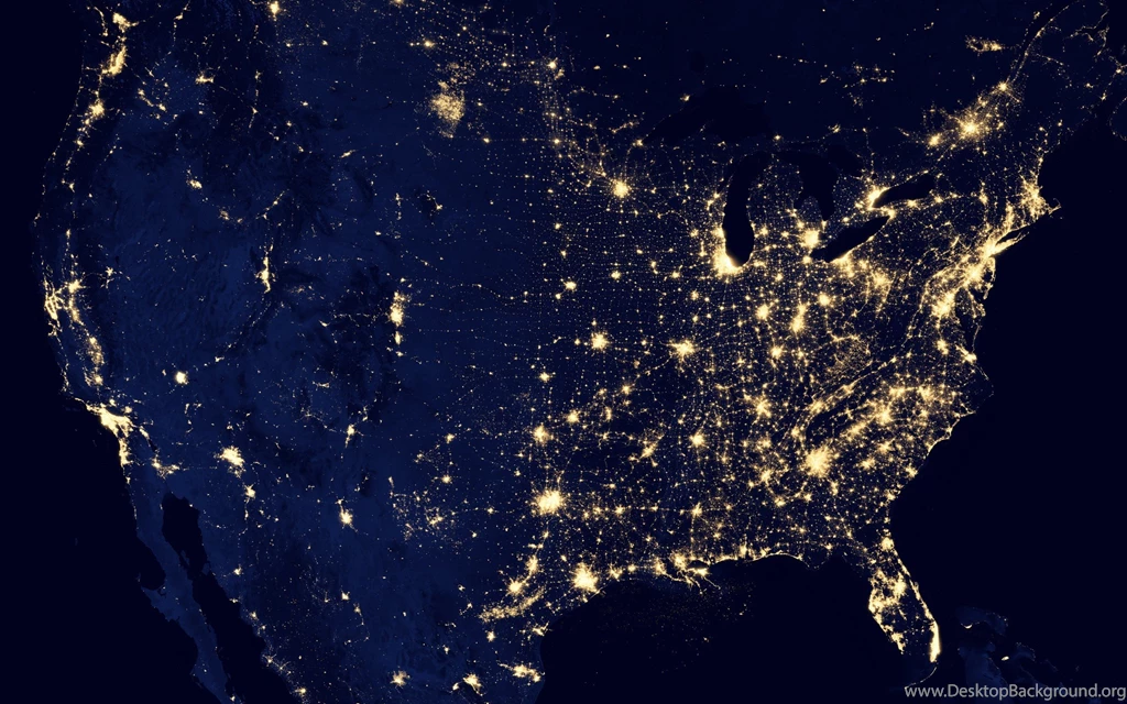 Grid Map Usa United States Power Electricity Night Lights Space ...