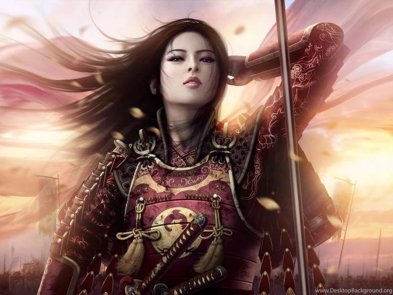 Wallpapers Woman Warrior Women Sunsets Samurai Armor Asians ...