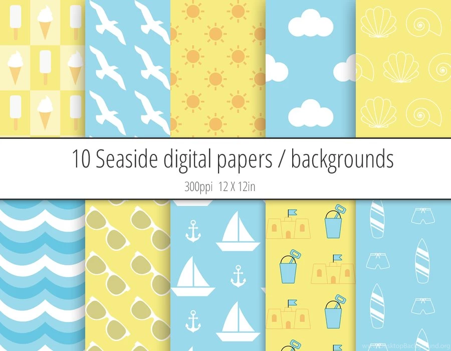 Beach / Seaside Digital Paper Pack / Backgrounds Peculiar Printables