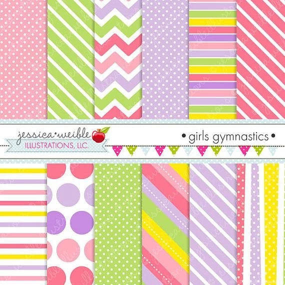 Girls Gymnastics Cute Digital Papers Backgrounds For Personal And ...