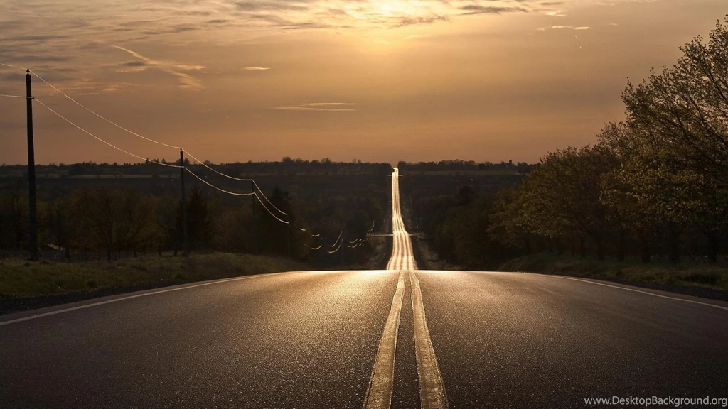Undulating Straight Highway At Sundown >> HD Wallpaper, Get It Now!