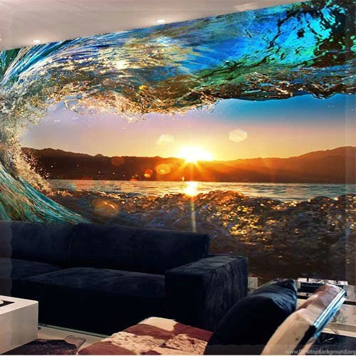 Modern Large Photo Murals Wall Wallpapers 3D Stereo Sunset Sundown ...