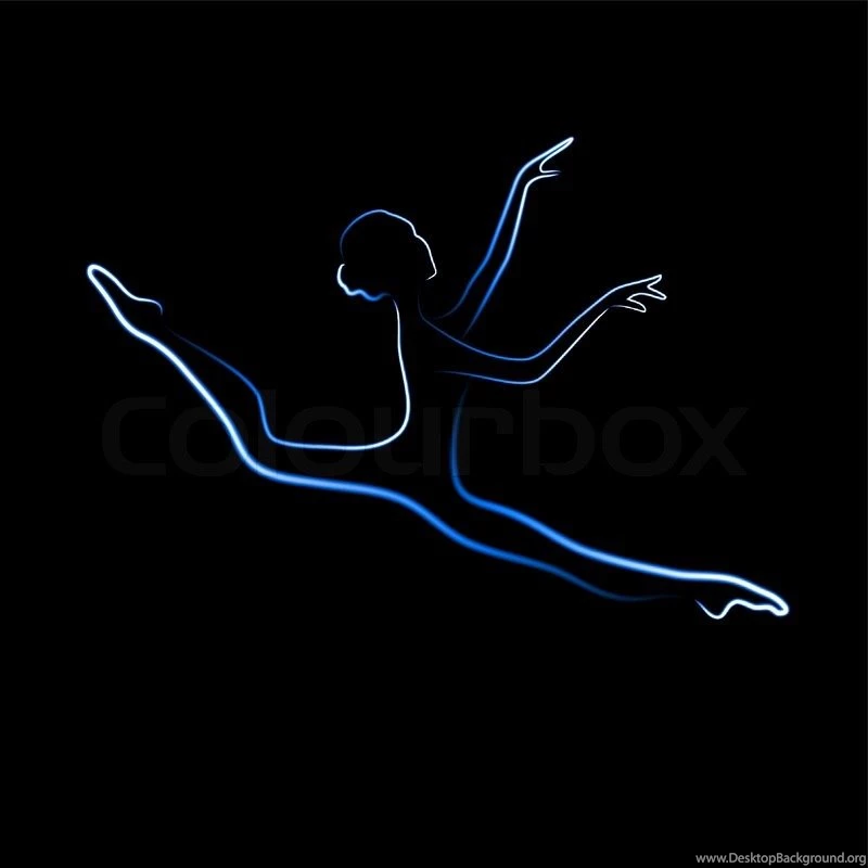 Shone Silhouette Of The Ballerina On A Black Background, A Neon ...