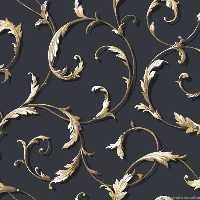 AH4713 Black & White Acanthus Scroll Wallpapers By York