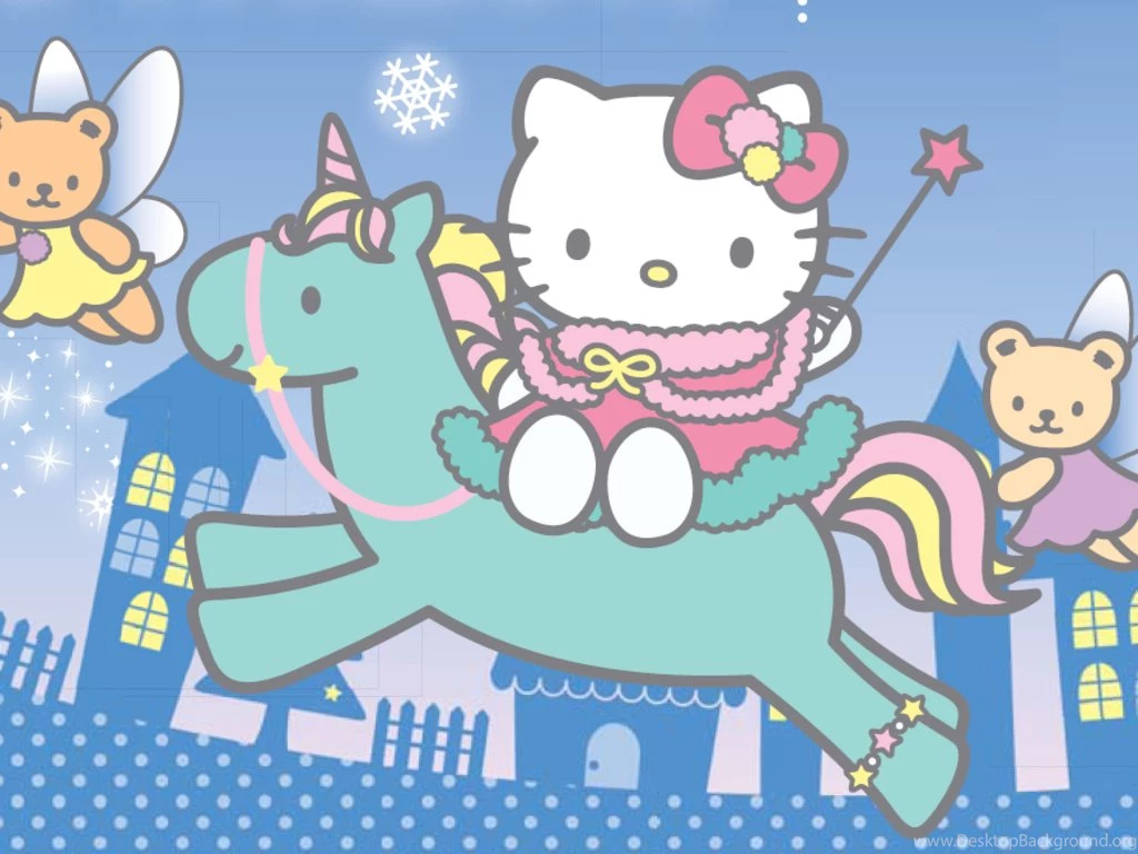 Download Hello Kitty Rides Unicorn The Free Faery Wallpapers ...