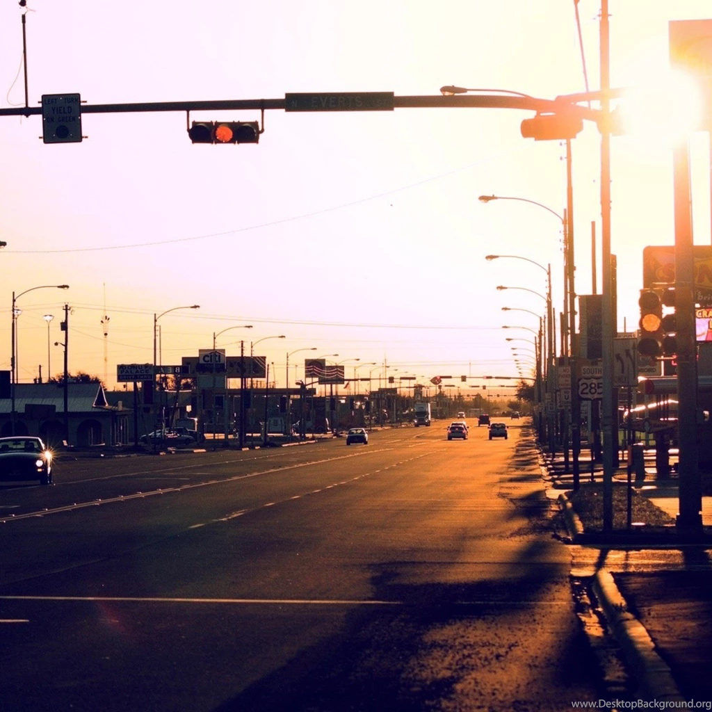 Sunset Street Traffic Light Car iPad Air Wallpapers Download ...