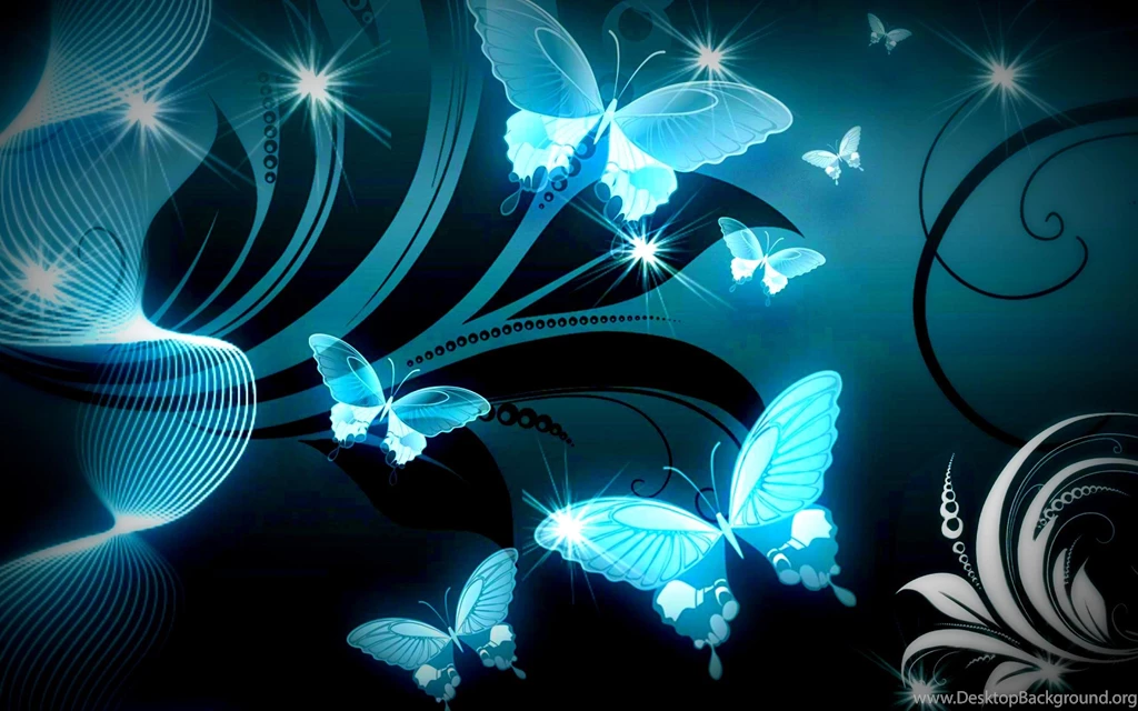 SPARKLE BLUE BUTTERFLIES WALLPAPER (