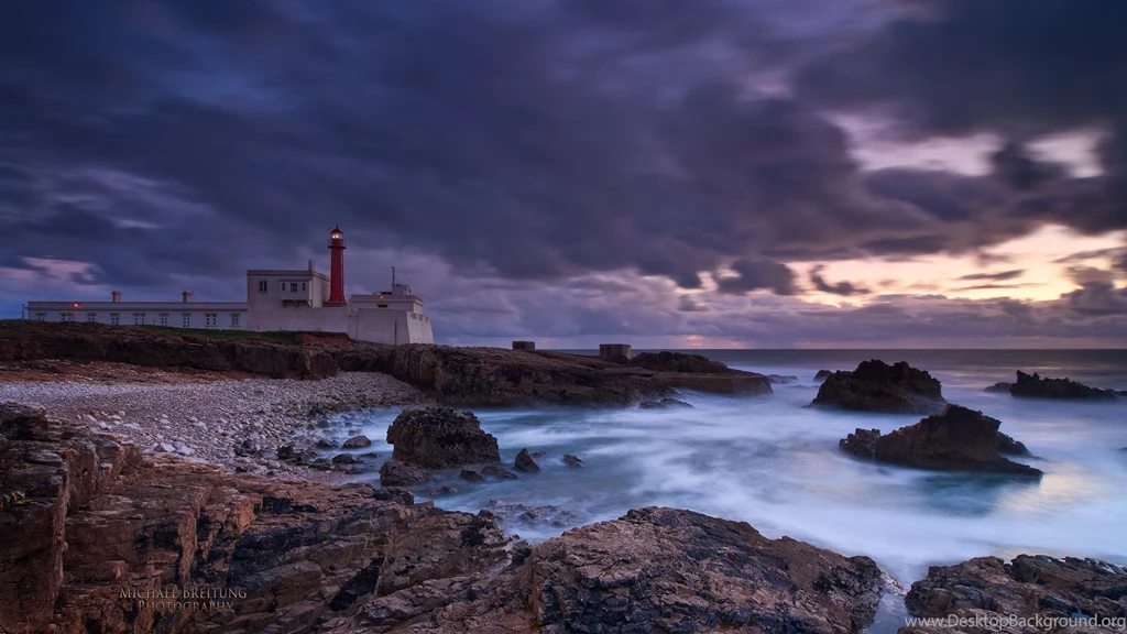 Lighthouses: Beautiful Portuguese Lighthouse Rocky Shore Sundown ...