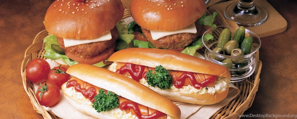 Download Wallpapers 2560x1024 Hamburger, Hot Dogs In Dough ...