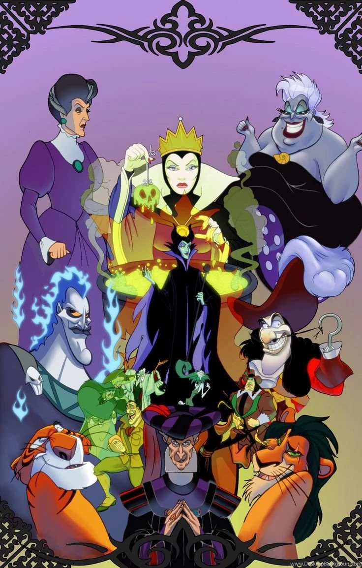 Disney Villians (artist Unknown) * Phone Wallpaper Backgrounds Lock ...