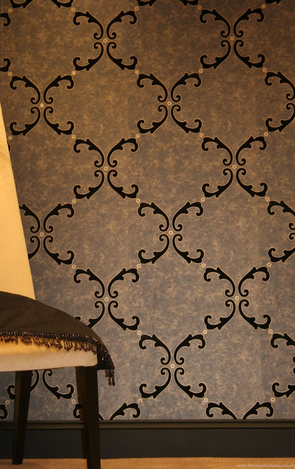 Trellis Scroll Flocked Wallpapers Crystallised By Kandola ...