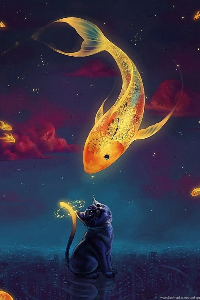 Art Fantasy Goldfish Kitten Mobile Wallpapers   Mobiles Wall