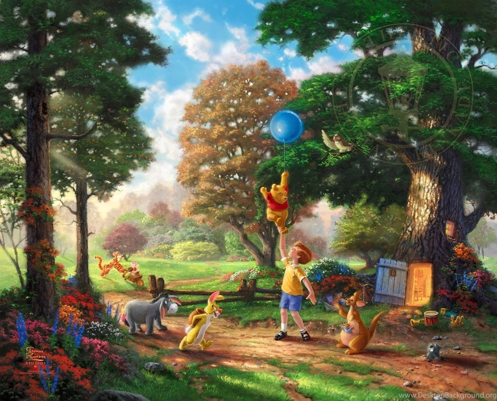 Winnie Pooh Thomas Kinkade Family Disney Fantasy Wallpapers ...