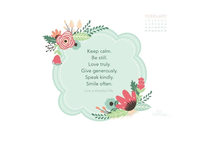 February 2015 Thankful Life Desktop Calendar Free February ...