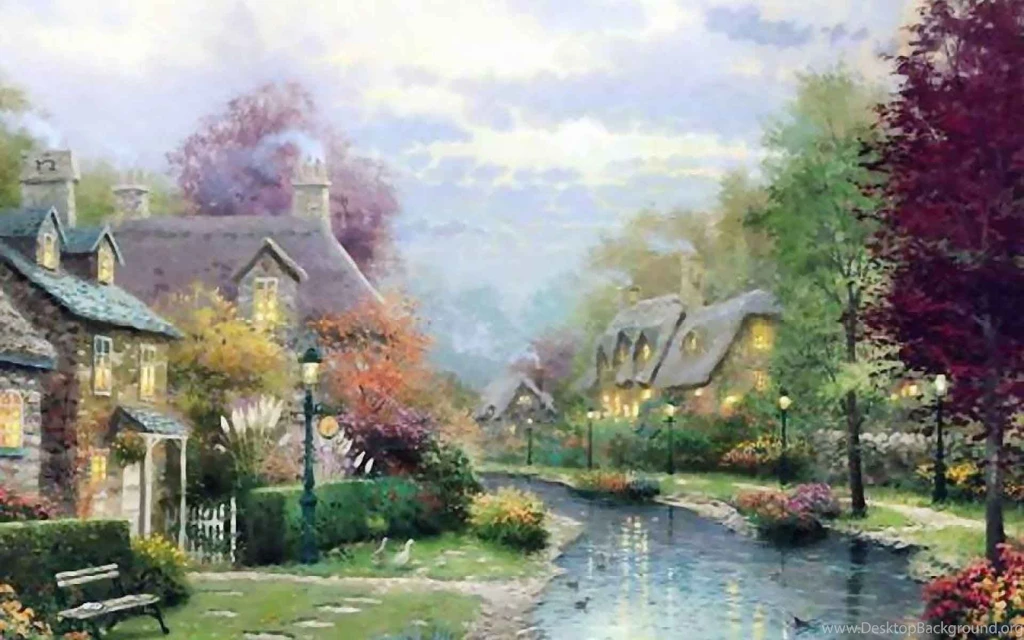 Thomas Kinkade Lamplight Brooke Wallpapers 1920x1200 ...