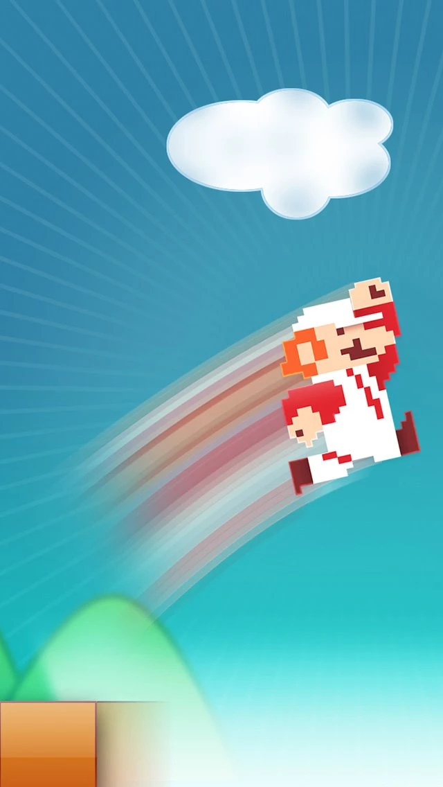 Fireball Mario Jumping iPhone 5 Wallpapers (640x1136)