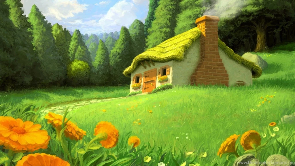 Forest House Nature Drawing Ultra HD Wallpapers Of Landscape