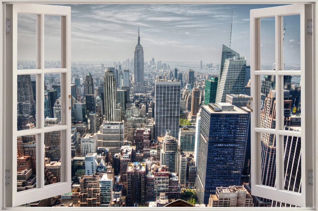 Huge 3D Window New York City View Wall Stickers Film Mural Art ...