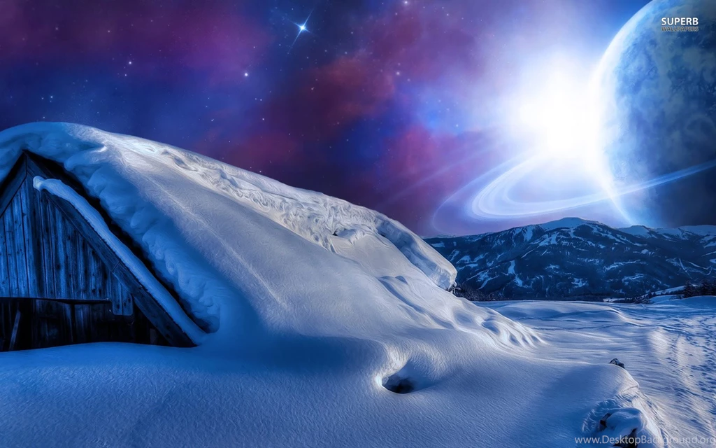 Planet In The Sky During A Winter Night Wallpapers   Fantasy ...
