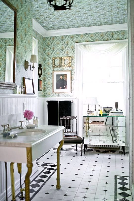 Green Fleur de lis Motif Wallpapers From Brunschwig & Fils (on Both ...