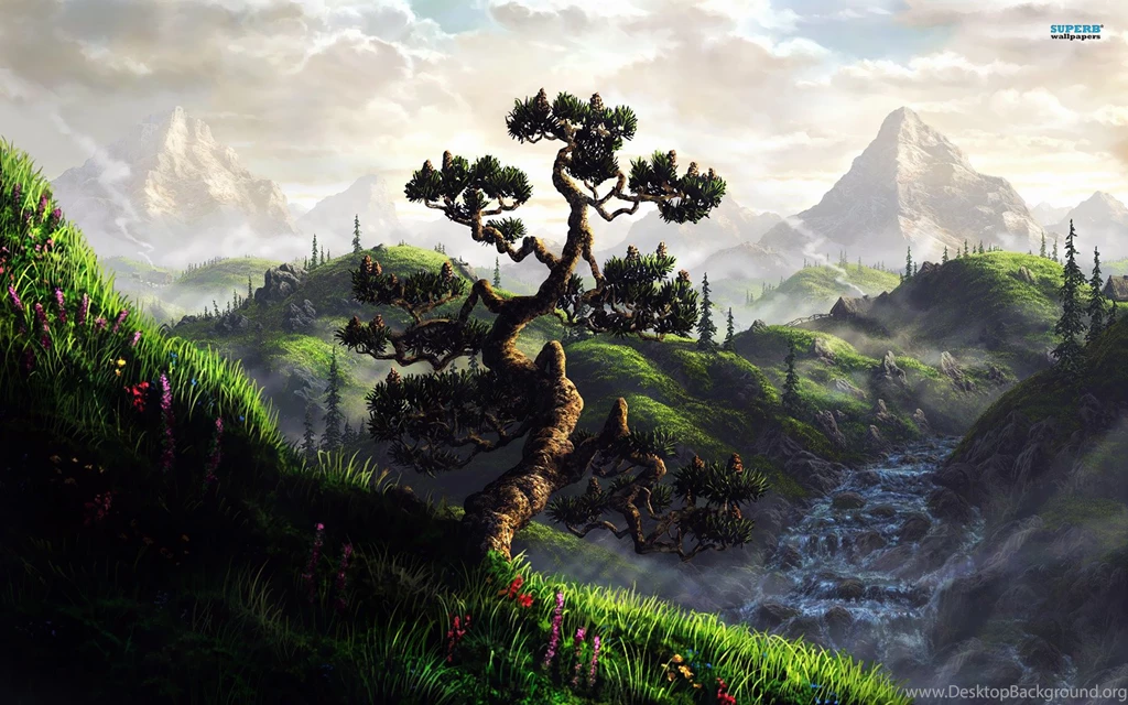 Painted Mountain Landscape Wallpapers   Fantasy Wallpapers