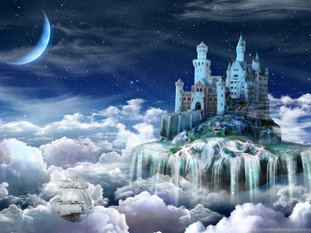 Night, Castle, Fairy Tale, Clouds, Creative Design Wallpaper,Night ...