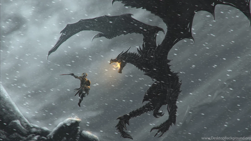 Skyrim Flame Dragon Desktop Backgrounds HD 1920x1080